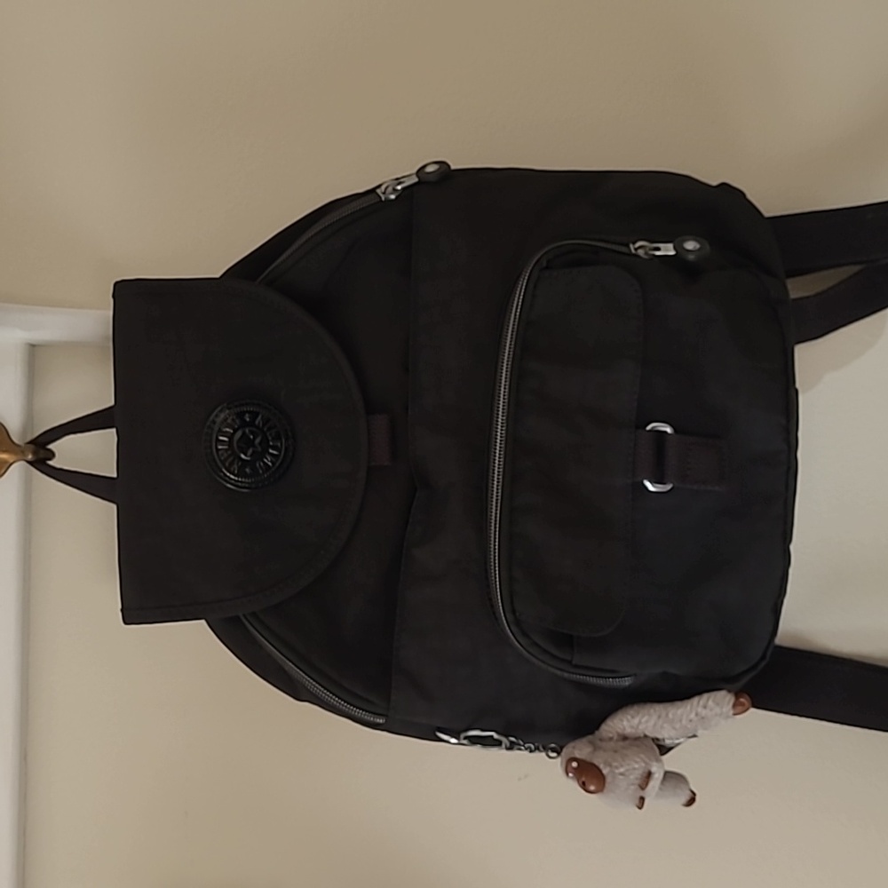 Kipling Queenie City Black Nylon Canvas Backpack Bag